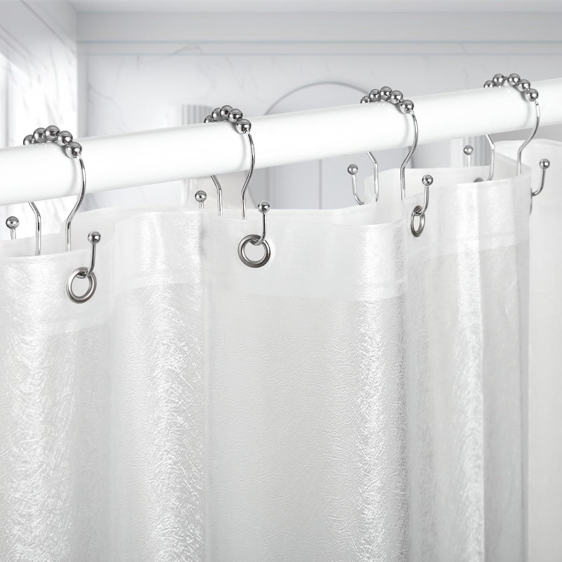 Goowin Shower Curtain Hooks, 12 Pcs Shower Curtain Rings, Stainless Steel Silver Shower Curtain Hooks Rings Rust Proof, Smooth Sliding Anti-Drop Double Shower Hooks for Shower Curtain, Rods (Chrome) - Image 3